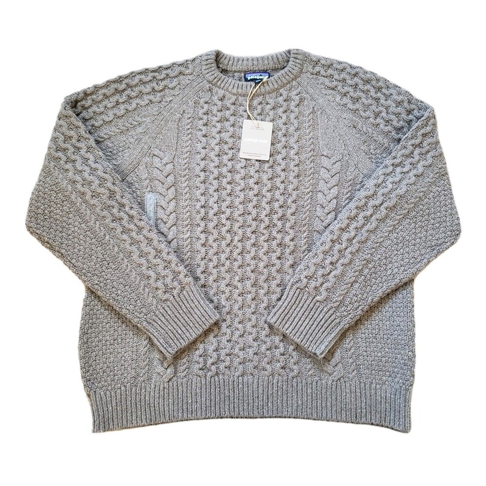 NWT Patagonia Cable Knit Wool Blend Mens L Womens XL Marlow Brown Unisex Sweater